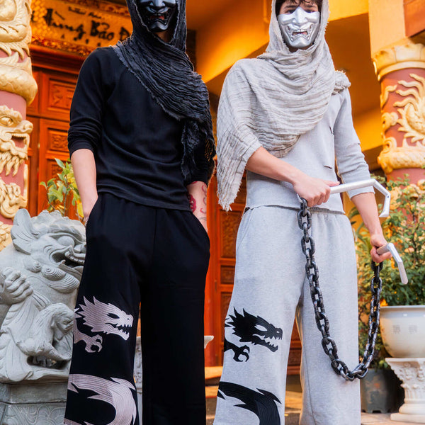 Shadow Ryu Sweatpants at the temple wearing Hidden Elements